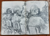 Listening To Joseph Masheck - Edinburgh - Sketchbook A5